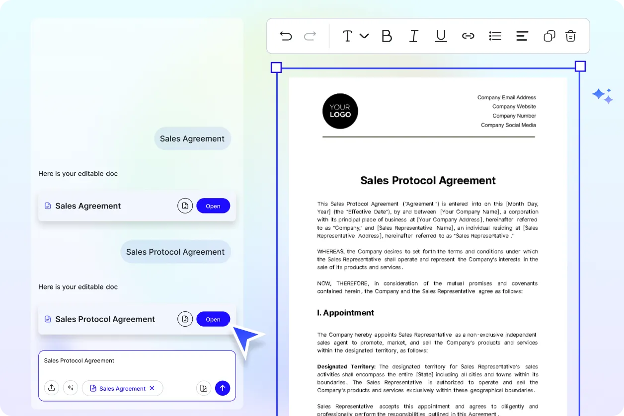 Free AI Sales Agreement Generator, Free Sales Agreement Maker Online